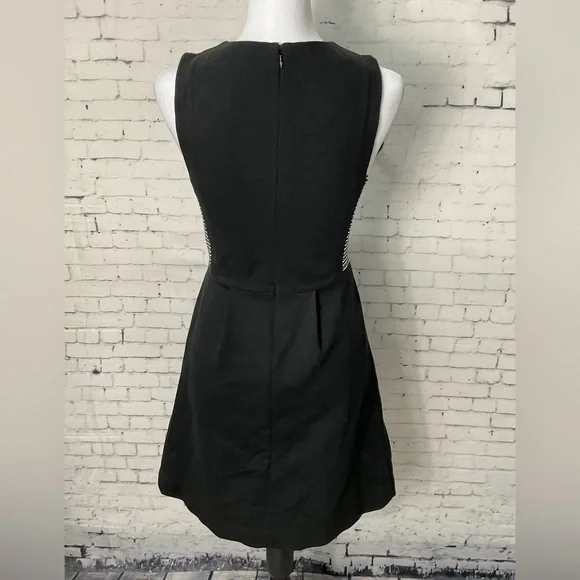 Madewell Black White Sleeveless Fit & Flare Dress Pockets Stretch Size 0 - Picture 10 of 11